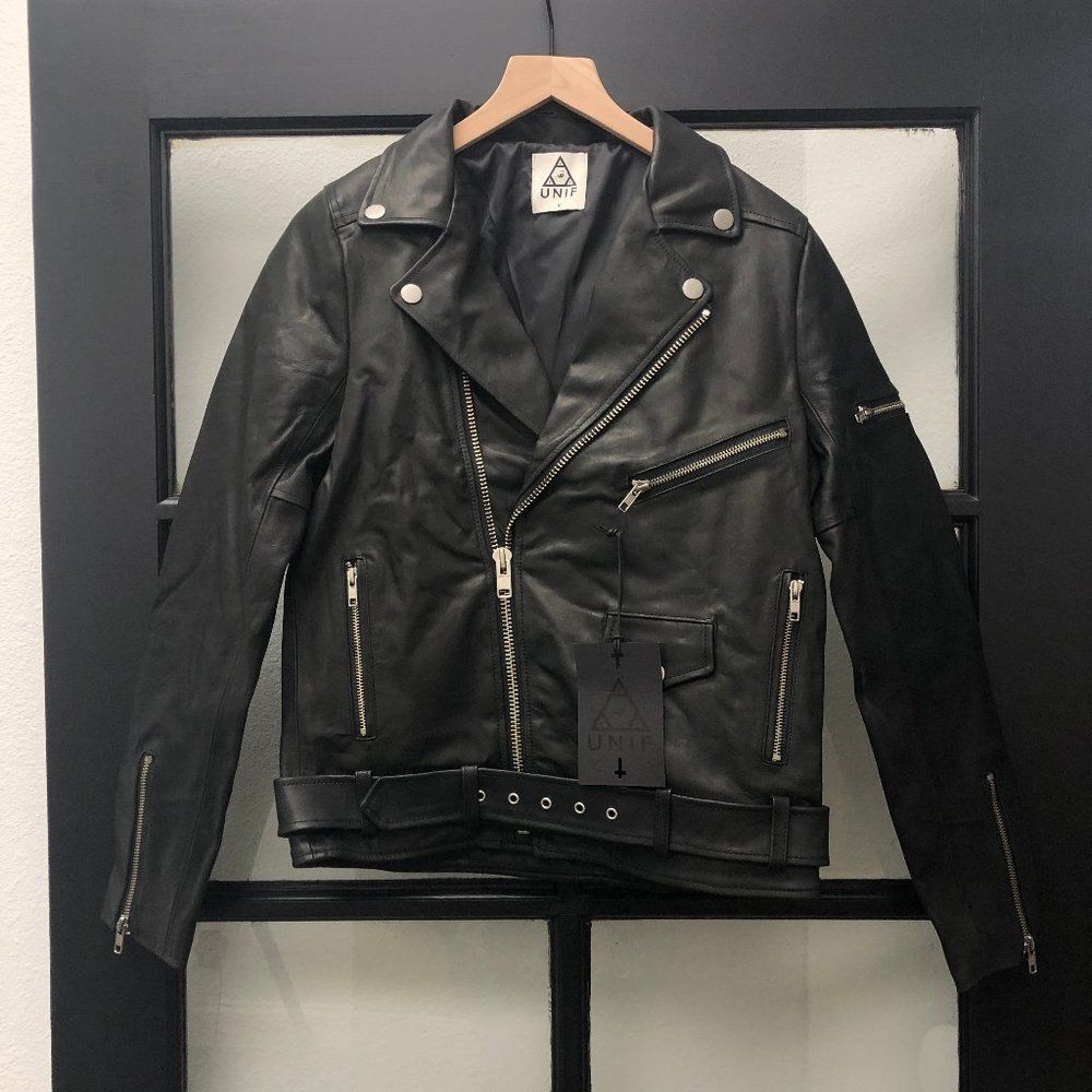 New UNIF Black Leather Jacket - Size S